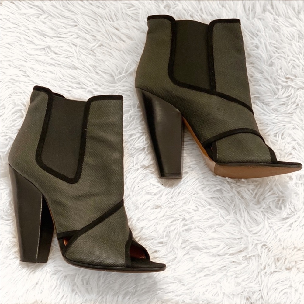 Givenchy canvas peep toe booties